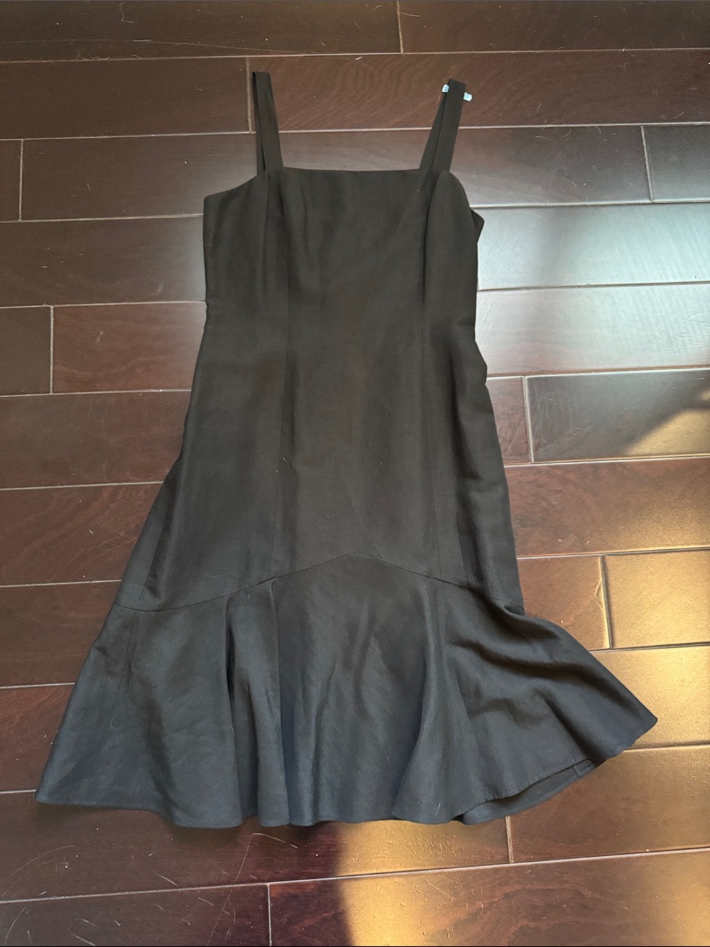 Ann Taylor Black Sleeveless Midi Dress with Flared Hem